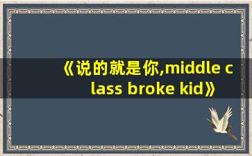 《说的就是你,middle class broke kid》